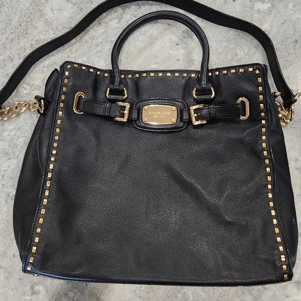 Michael Kors Black Leather Shoulder/Tote Bag